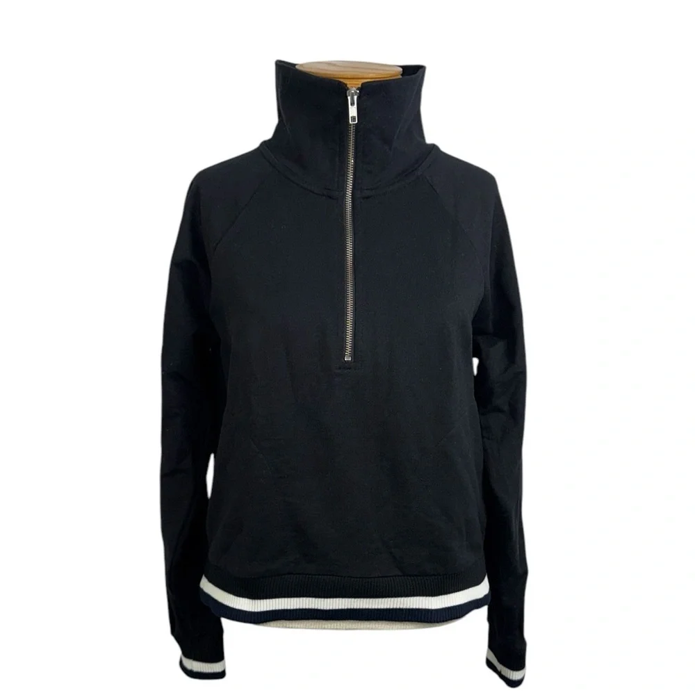 J. Crew Women’s Half Zip Sweater Black Crop Small